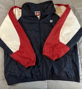 Vintage 90s Wilson windbreaker Size L Red White Blue - Picture 1 of 6