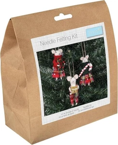 Trimits Needle Felting Mice Kit – Christmas Tree Decorations for Kids & Adults - Picture 1 of 7