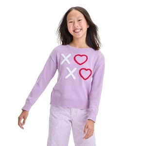 art Class Girls XO Valentine's Day Pullover Sweater 92807659 Light Purple XL - Picture 1 of 7