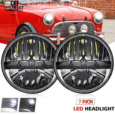 2x für Austin Mini Cooper MG Rover Morris Umrüst  7 zoll LED Scheinwerfer US EU - Bild 1 von 4