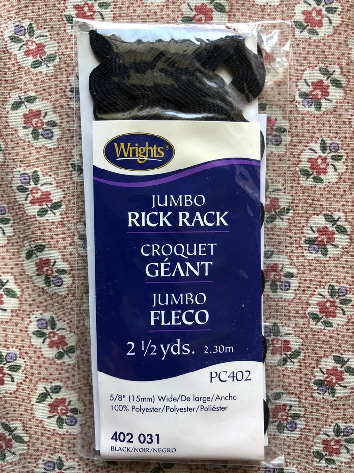 Nuevo Rick Rick negro ribete 5/8" ancho x 2-1/2 yardas poliéster por Wrights Foto 1 de 1