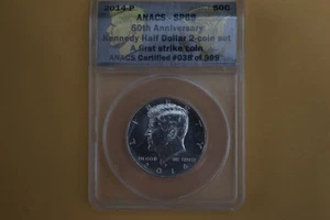 2014-P KENNEDY HALF DOLLAR ANACS SP69 50th Anniversary First Strike - Picture 1 of 4