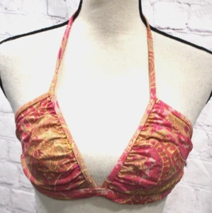 Xhilaration Women's Pink/Tan/Gold Ruched Bikini Top (No Pads) Size L - Picture 1 of 2