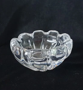 Daum Crystal Nancy France Rare Heavy Mid-Century Glass Crenulated Bowl Vintage - Picture 1 of 16