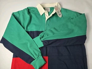 VTG CAPE ISLE KNITTERS RUGBY POLO Color Block THICK LONG SLEEVE 90's MENS L NWT - Picture 1 of 10