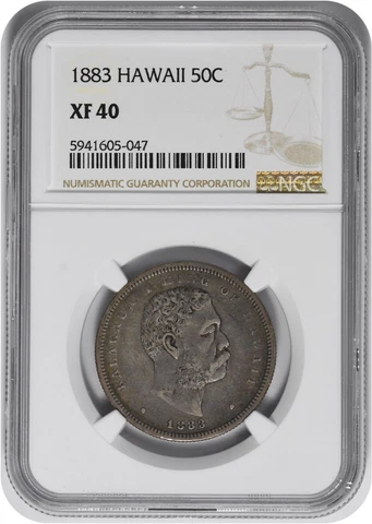 1883 Hawaiian Silver Half Dollar EF40 NGC Cover