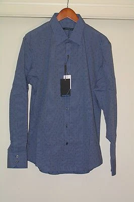 Camisa Deportiva Zachary Prell Para Hombre Baragar Azul Calce Ajustado Guinga Grande Grande $228 NUEVA Foto 1 de 4