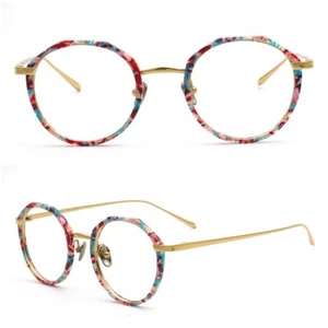 Pure Titanium Men Round Glasses Frames Colorful Tortoise Light Women Eyeglasses - Picture 1 of 11