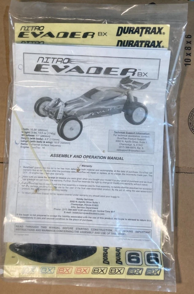 Duratrax Nitro Evader BX Manual and Decals/Stickers NIP - Image 1 of 1