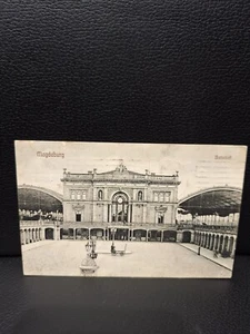 postkarte magdeburg bahnhof 1905 gelaufen - Picture 1 of 2