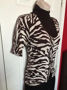 Maglione cardigan donna The Limited S nero avorio righe aperto davanti taglia small - Foto 1 di 4