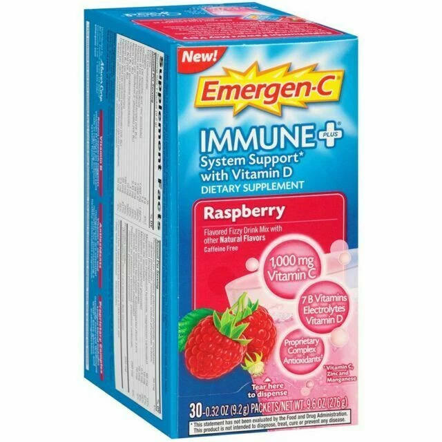 Emergen-C Immune System with Vitamin D Fizzy Raspberry Flavor Drink Mix - 30 Count