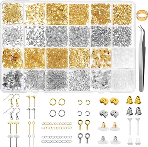 Earring Making Supplies Kit, Caffox 2900Pcs Earring Hardware Pieces Repair Parts - Picture 1 of 12