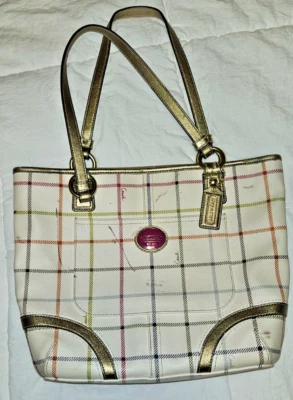 Coach Peyton Tattersall Pink Plaid Shoulder Bag F1220-F20093 - Image 1 of 4