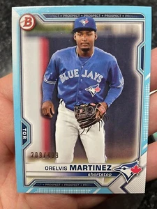 2021 Bowman Draft Orelvis Martinez Sky Blue Paper #209/499 #BD-38 Blue Jays🔥⚾️ - Picture 1 of 3