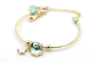Genuine 14ct Yellow Gold Baby Bangle Charms, Star, Butterfly, Eye - Free post - Picture 1 of 7