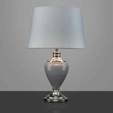 Hepburn Modern Large Ceramic Table Lamp With Matching Shade Grey and Silver