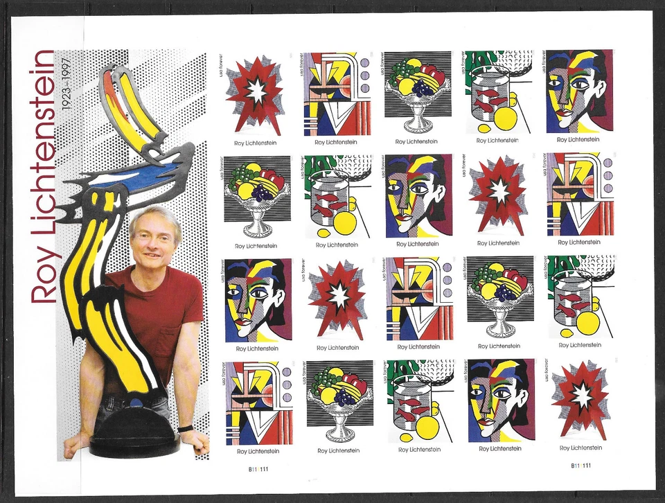 Scott #5796c IMPERFORATE (NO DIE-CUT) Roy Lichtenstein Pane of 20, MNH - Image 1 of 1