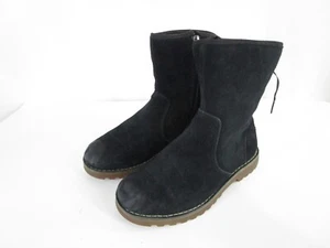 UGG Australia Corene schwarzes Wildleder Größe 2 seitlicher Reißverschluss zum Überziehen 1005146K Kinder Größe 2 LESEN - Bild 1 von 13
