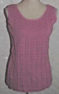 Maggie Sweet Vintage Women's M Crochet Pink Ramie Cotton Tank Top - Picture 1 of 4