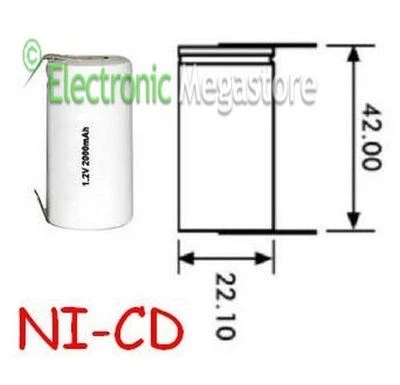FLA BATTERIA PILA SC 1,2v 2000 mah con terminali per BATTERIA TRAPANO AVVITATORE