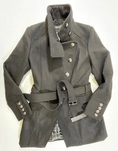 Abrigo Kenneth Cole New York Mujer Negro 63% Lana Plata Botón Manga Larga Guisante 12 - Imagen 1 de 11