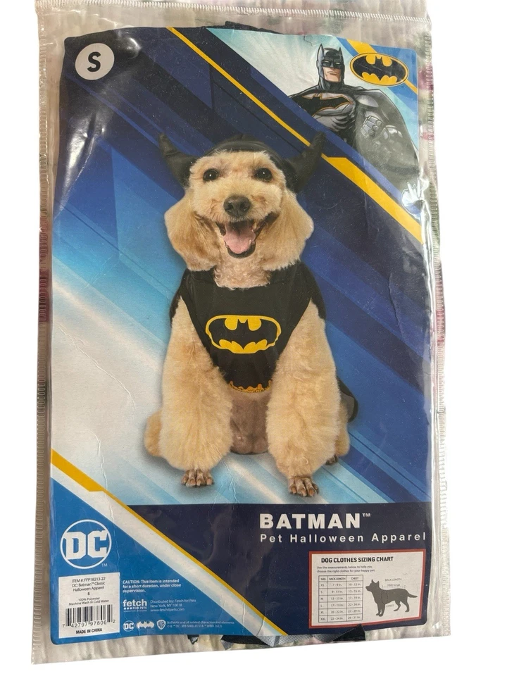 DC Comics Batman Hooded Dog Pet Costume Apparel Size Small