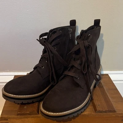 Kensie Dark Brown Lace-Up Boots with side zipper size 8.5 - Image 1 of 4