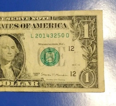 March 25, 2014  Birthday Note Fancy Serial Number One Dollar Bill L20143250D - Image 1 of 3
