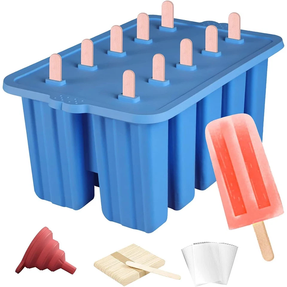 Waybesty 10 Cavities Homemade Popsicle Molds Shapes Food Grade Silicone Frozen