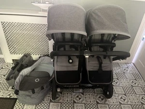 Bugaboo donkey 3 Double/Duo Grey Melange on Black chassis - Picture 1 of 20