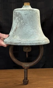 Nautical Brass 8” Bell w/ Mounting Bracket Ship Boat Antique Old Navy 21+ Pounds - Picture 1 of 9