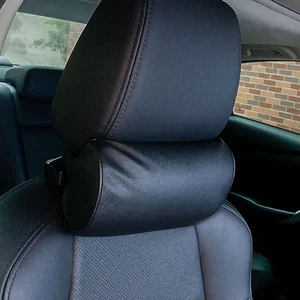 PU Leather Car Neck Pillow Headrest Cushions Pillow Seat Head Support Neck Rest - Picture 1 of 8