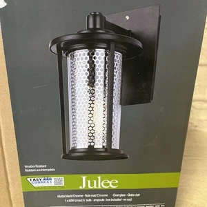 Outdoor Lantern Porch Light Matte Black Chrome Clear Glass Julee IOL52BKC - Picture 1 of 10