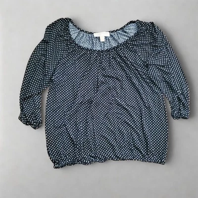 Blusa Top Michael Kors Para Mujer Negra Blanca Lunares Manga Corta Talla M Foto 1 de 2