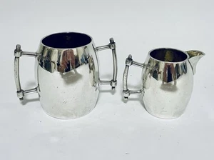 Antique Solid Sterling Silver Christopher Dresser Style Milk Jug Sugar Bowl 1897 - Picture 1 of 9