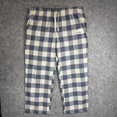 Pantalones de pijama Roots para mujer XL azul blanco a cuadros salón cordón algodón a cuadros Foto 1 de 4