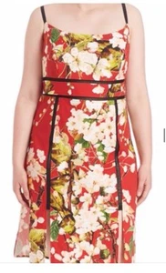 Nuevo con etiquetas Vestido de Verano ABS By Allen Schwartz Para Mujer Rojo Floral Súper Sexy Talla 20 - Imagen 1 de 9