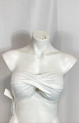 NWT Tommy Bahama White Pearl Solids Twist Bandeau Bikini Top Swim Women's S - Image 1 of 4