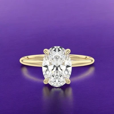 14k Yellow Gold Engagement Setting Ring Oval Diamond 0.10 Carat Solid Semi Mount - Image 1 of 4