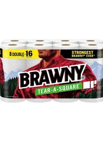 Brawny Tear-A-Square® Paper Towels, 8 Double Rolls = 16 Regular Rolls - Picture 1 of 3