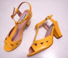 MODCLOTH Lulu Hun Veronica Yellow strappy sandal heels shoes sz 7.5 ish 2D