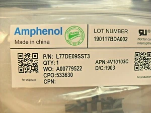 Amphenol  L77DE09SST3 D-Sub Standard Connectors D-SUB NIB - Picture 1 of 3