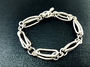 Brazalete de cadena de plata esterlina 925 mexicano hecho a mano Taxco 7,1"/18 cm, 28 gramos - Imagen 1 de 12