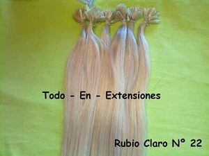 100 EXTENSIONES DE QUERATINA PELO NATURAL, 60 CM LARGO, RUBIO CLARO Nº 22 - Imagen 1 de 3