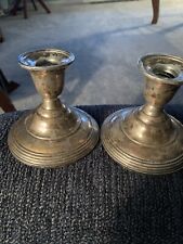 Sterling Silver Pair Of 3.5” WM Roger’s  Weighted Candle Stick Holders 773.2 G