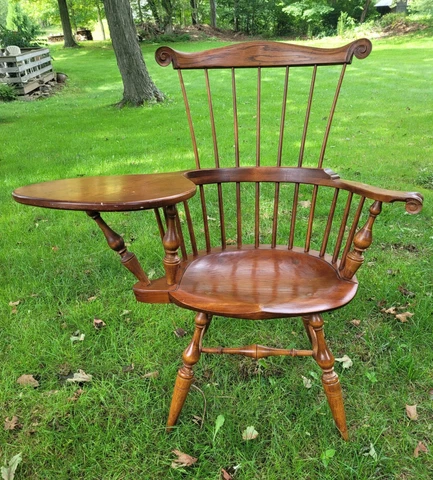 D.R. DIMES Knuckle Arm Carved Writing Arm Comb Back Windsor Chair Cover