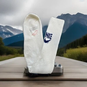 VTG Nike Tube Socks 23" White Navy Blue 1980's 10-13 Acrylic Blend Orlon Nylon - Picture 1 of 10