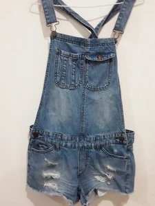O'neill Overall Playsuit Womens Size 7 Jumpsuit Denim W35 Ripped Distressed - Picture 1 of 9