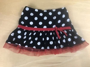 Disney Minnie Mouse Black White Red Tiered Ruffles Skirt w/ Shorts & Tulle Trim - Picture 1 of 3